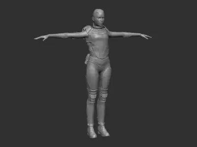 Sci-fi Female soldier sculpt 3D model