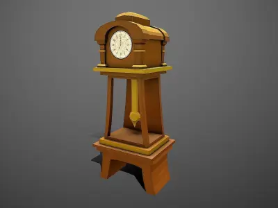 Pendulum Clock - Stylized Cartoon Low-poly 3D model