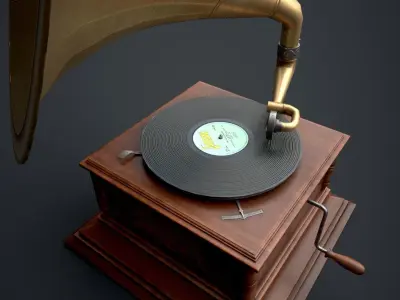 Gramophone Low-poly 3D model