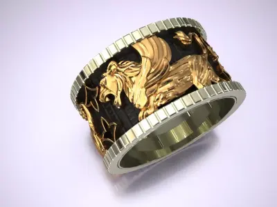 Lion Band Celtic Ring 3D print model