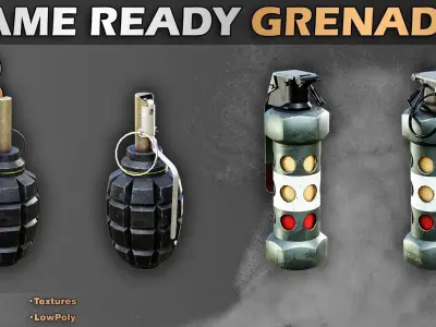 8 GameReady Grenades Vol01 Low-poly 3D model