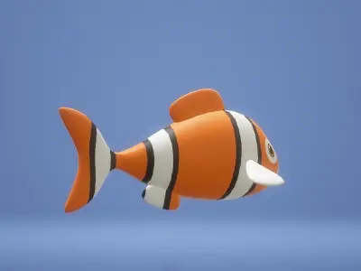 Orange Fish Low-poly 3D model