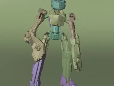Rigged worker droid robot 3D model
