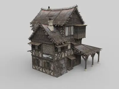 Medieval house fantasy 13 Low-poly 3D model