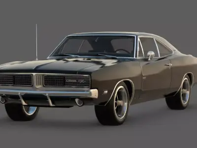 1969 Dodge Charger RT 3D Model  American Muscle Icon 3D model