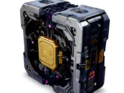 SciFi Futuristic Circuitry Cube Low-poly 3D model