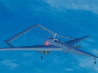 bayraktar PBR low-poly drone flying in sky Free low-poly 3D model