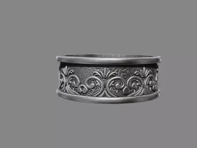 Demask floral victorian patterned wedding band  3D print model