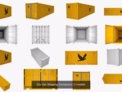 Dry Van Shipping Containers 3D Model Pack
