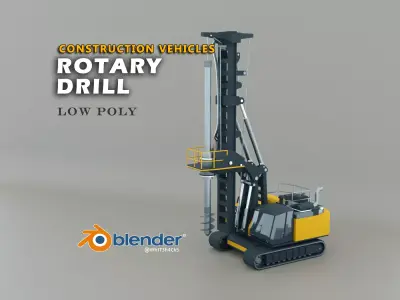 Rotary Drill Heavy Vehicle Low-poly 3D model