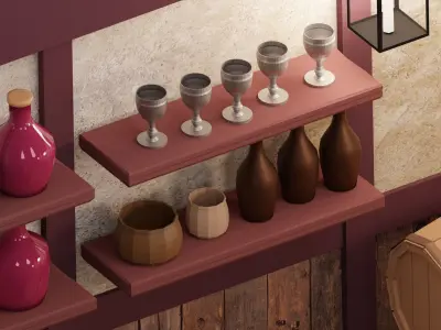 Low Poly Tavern Medieval Low-poly 3D model