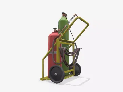Old Welding Cart Low-poly PBR Low-poly 3D model