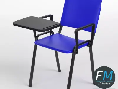 Tablet arm chair with metal frame 3D model