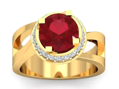 Antique Gemstone Crystal Red Stone Ring 3D print model