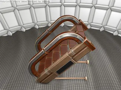 Wood Stairs - Construction Element 9 Low-poly 3D model