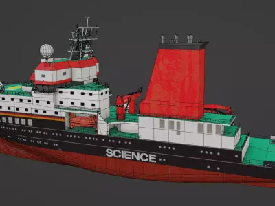 Special purpose vessel for marine research Meteor IV Low-poly 3D model