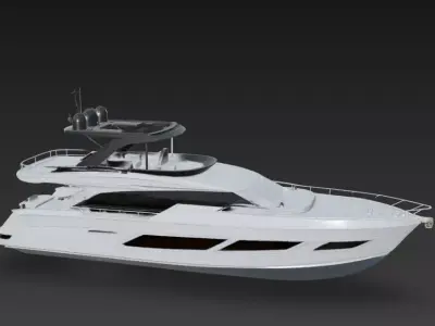Modern Luxury Flybridge Super Yacht 3D Model 3D print model