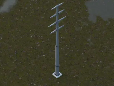 Electric power transmission steel pole Free low-poly 3D model