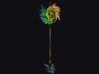Magical Staff Parrot Phoenix Bird Wizard Wand Stick Item Scepter Low-poly 3D model