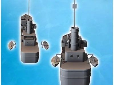Modern cargo ship with open hold observation mast and lifeboat 4 3D print model