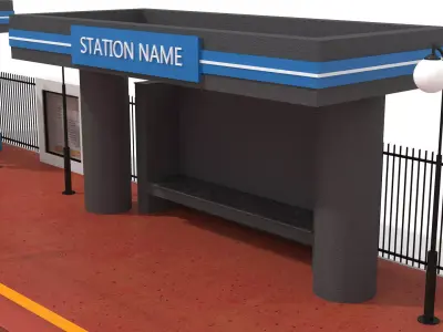 Tramway Station Low-poly 3D model