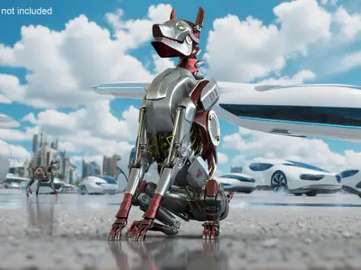 Futuristic Robotic Dog Concept Sitting Pose 3D model