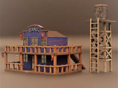 WESTERN BUILDING Low-poly 3D model purchase