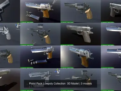 Pistol Pack Lowpoly Collection  3D Model