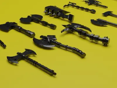 A pack of various 3D axes 3D model