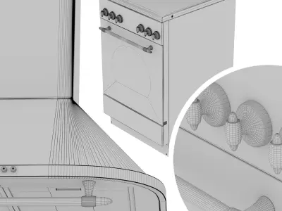 Stove with range hood 3D model