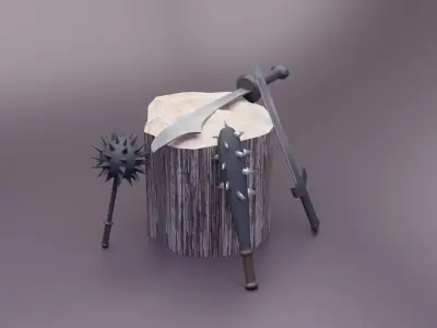 Weapons Pack and Bonus Viking Character Low-poly 3D model