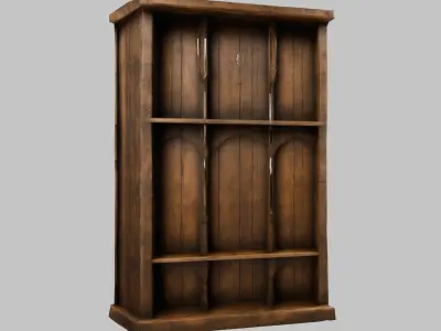 Wooden closet Medieval Furniture tall interior decor  Low-poly 3D model