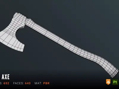 Viking Axe Low-poly 3D model 35