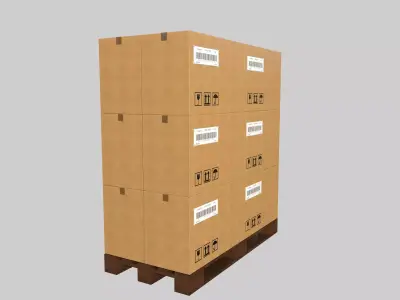 Industrial Shipping Pallet with Cardboard Boxes Low-poly 3D model