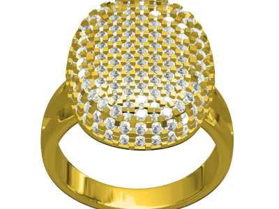 Antique Pave Diamond Dome Engagement Ring 3D print model