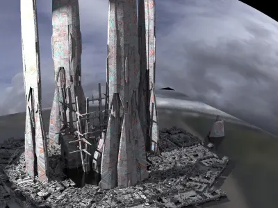 Sci Fi Energy Satellite Towers 3D model