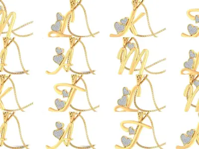 3DM 69 ALPHABET PENDANT FILES 3D Model Pack