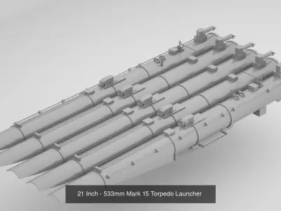 World War 2 United States Navy Artillery and Equipment 3D Model Pack