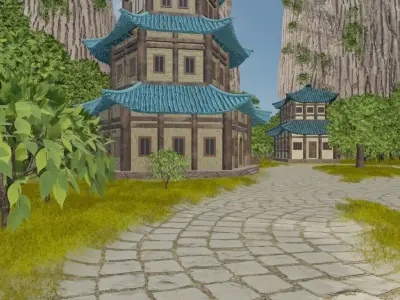 Mountain Village Scene 3D model
