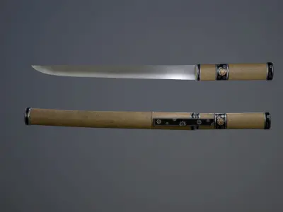 Japanese short sword - Tantou Low-poly 3D model