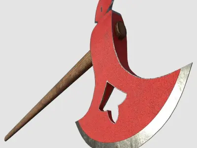 Battle Axe Low-poly 3D model 8