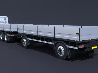 Generic Cargo Truck with Trailer 3D model