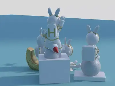 Pop Mart-Astronaut Sculpture Ornament 3D model