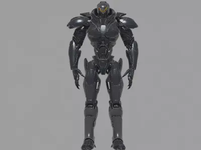 Gunmetal Black Futuristic Combat Mech 3D model