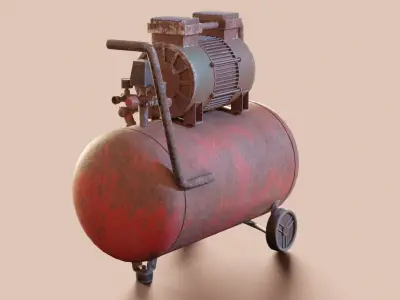Vintage air compressor Low-poly 3D model