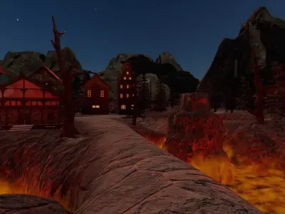 Burning Town 3D model