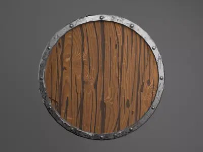 Wooden Shield Low-poly 3D model 24
