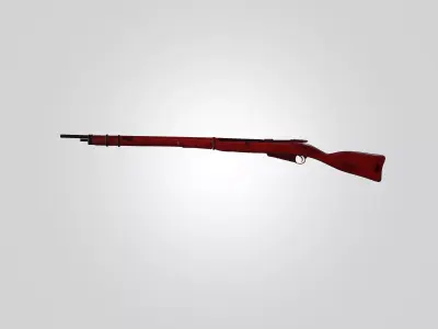 Vintage Bolt Action Rifle 3D Model with Wooden Stock 3D model