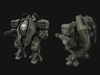 Mech liberator Low-poly 3D model