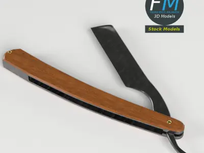 Vintage straight razor 3D model purchase